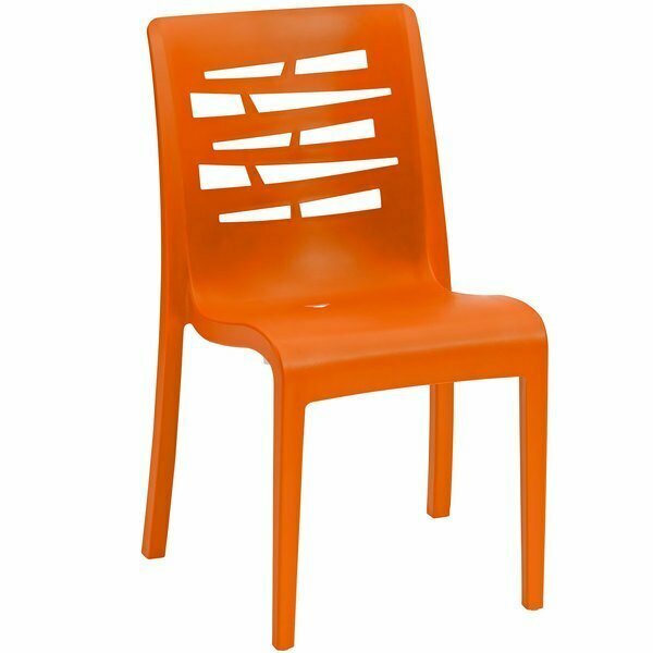 Grosfillex US218019 / US812019 Essenza Orange Resin Stacking Side Chair - Pack of 4 - 4/Pack, 4PK 383US218019PK